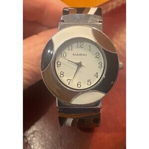 Women's 35mm Silver Tone and Enamel Bangle Watch
